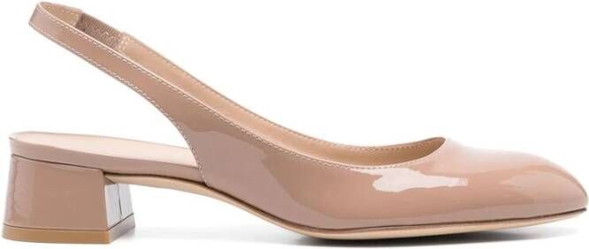 Stuart Weitzman Elastische Slingback Blokhak Schoenen Beige Dames