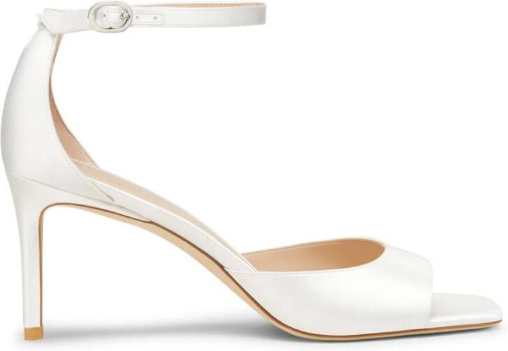 Stuart Weitzman Elegant Square Toe Sandal White Dames