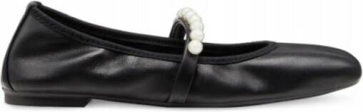 Stuart Weitzman Elegante Goldie Ballet Flat met decoratieve parels Black Dames