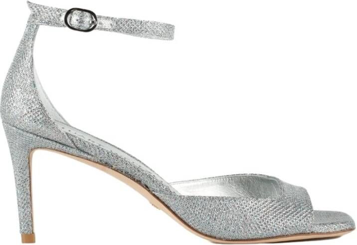 Stuart Weitzman Metallic Finish Sandaal met Uitgesneden Detail Gray Dames