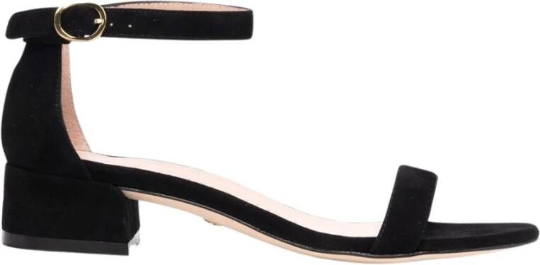 Stuart Weitzman Elegante zwarte leren hoge hak sandalen Black Dames