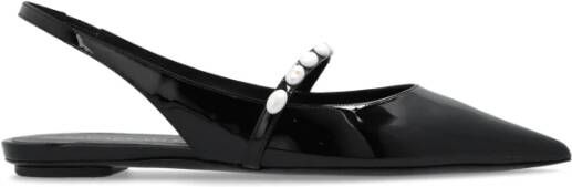 Stuart Weitzman Zwarte Slingback Parel Detail Platte Schoenen Black Dames