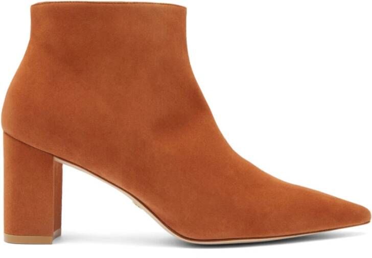 Stuart Weitzman Extravagante puntige neus suède enkellaarsje Brown Dames