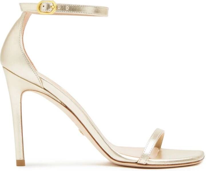 Stuart Weitzman Grijze Metallic Sandalen Hoge Hak Yellow Dames