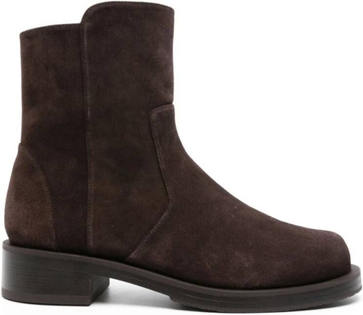 Stuart Weitzman Gedurfde Zip Btie Enkellaarzen Brown Dames