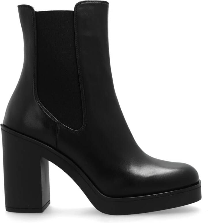 Stuart Weitzman Gehakte enkellaarsjes Bethenny 80 Black Dames