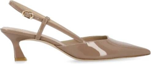 Stuart Weitzman Gepolijste leren slingback met hak Beige Dames