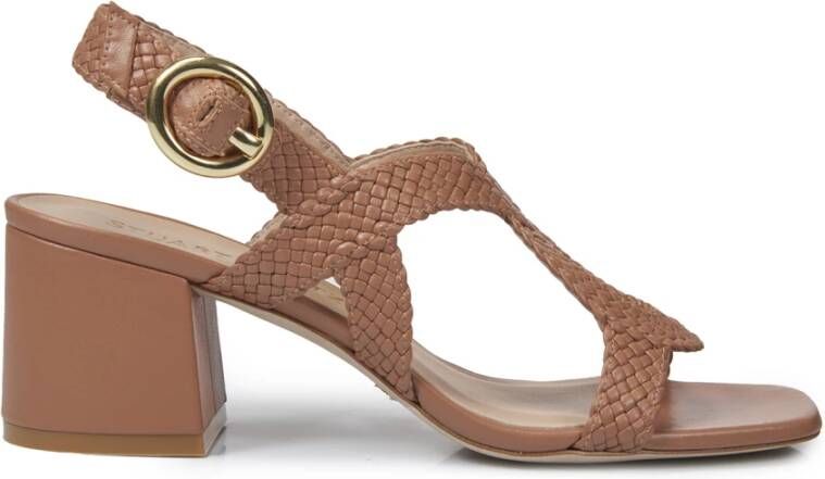 Stuart Weitzman Gevlochten Bruine Sandalen Vierkante Neus Brown Dames