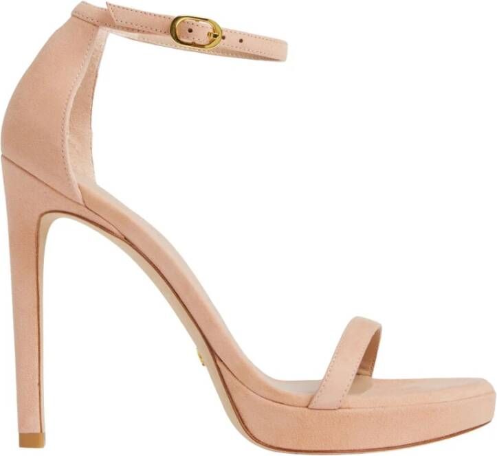 Stuart Weitzman Glamoureuze Nudist Disco Hoge Hak Sandalen Beige Dames