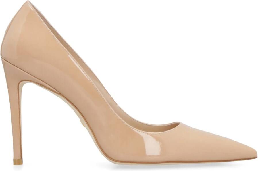 Stuart Weitzman Glanzend Leren Puntige Pumps Beige Dames