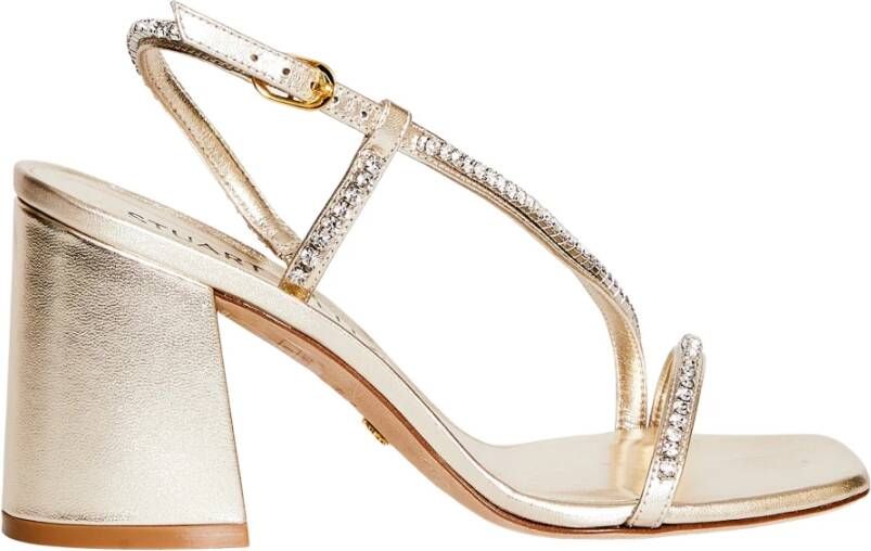 Stuart Weitzman Gouden Sandalen met Kristallen Yellow Dames