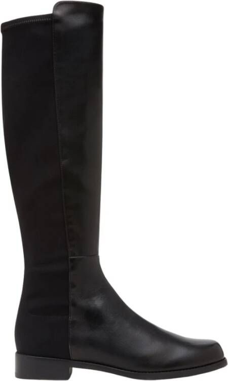 Stuart Weitzman Halfnhalf Suède en Stretch Gabardine Hoge Laarzen Black Dames