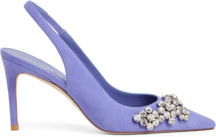 Stuart Weitzman Crystal Fleur 85 Slingback Hakken Blue Dames