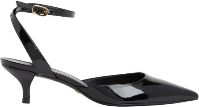 Stuart Weitzman Zwarte leren slingback met stilettohak Black Dames