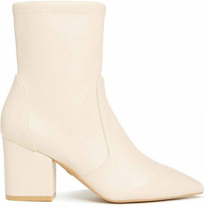 Stuart Weitzman Kniehoge Laarzen met Uitvergrote Hoekige Blokhak Beige Dames