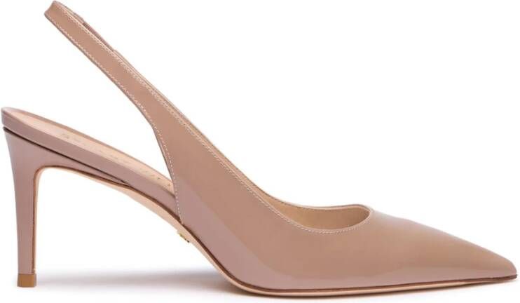 Stuart Weitzman Beige Leren Slingback met Stiletto Hak Beige Dames