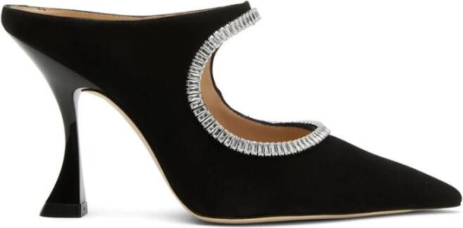 Stuart Weitzman Kristal Muiltje met Xcurve Hak Black Dames