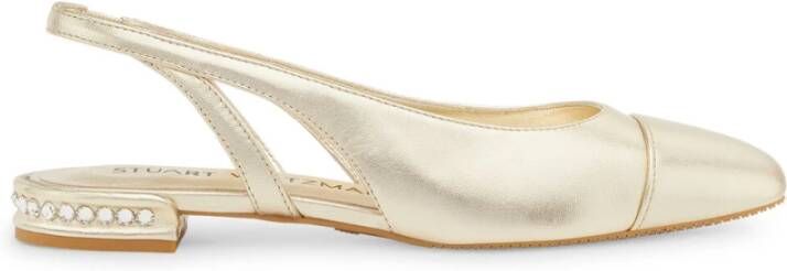 Stuart Weitzman Gouden leren slingback platte schoenen Beige Dames