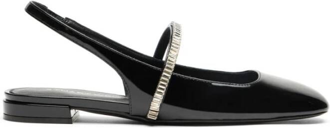 Stuart Weitzman Kristal Slingback Platte Schoenen Black Dames