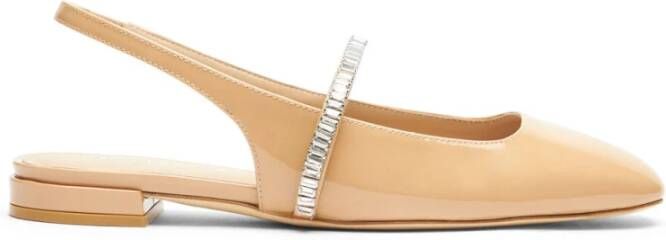 Stuart Weitzman Kristalversierde Slingback Platte Beige Dames