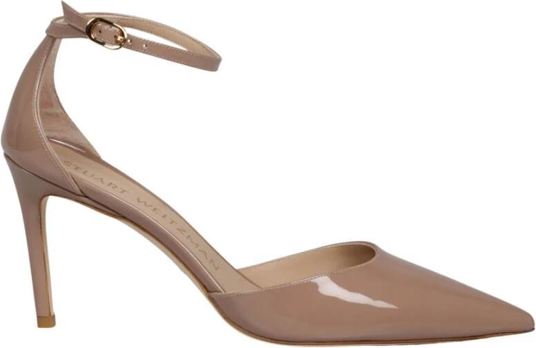 Stuart Weitzman Lakleren Enkelband Pomp Beige Dames