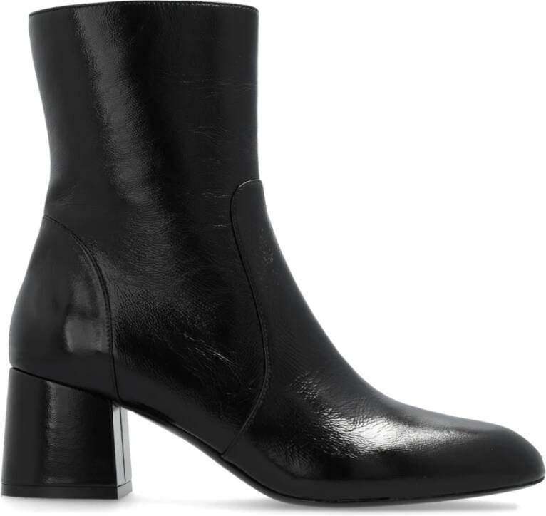 Stuart Weitzman Lakleren enkellaarsjes Flareblock Black Dames