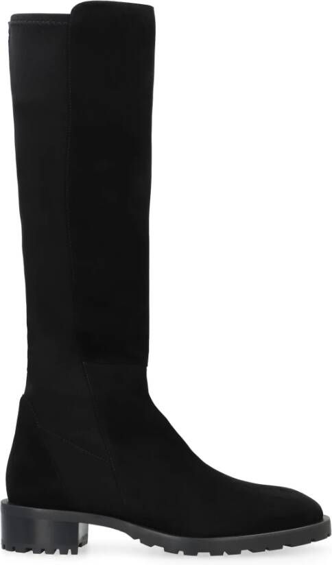 Stuart Weitzman Leren en stretchstof laarzen Black Dames