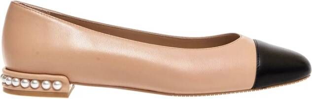 Stuart Weitzman Leren en Zwarte Ballerina Beige Dames