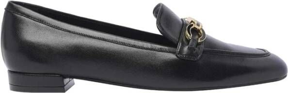 Stuart Weitzman Zwarte Leren Loafers Vierkante Neus Black Dames