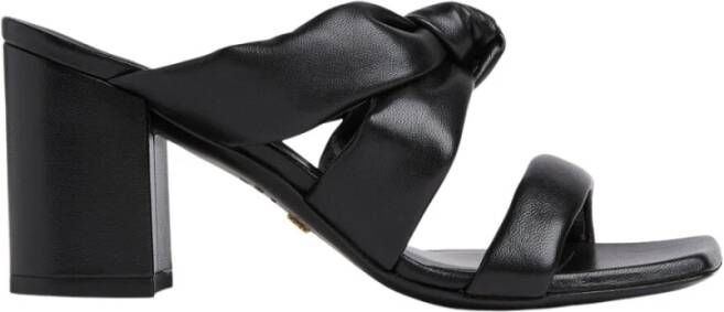 Stuart Weitzman Luxe Knoop Blok Slide Sandaal Black Dames