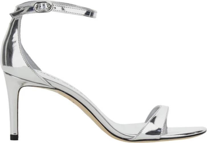 Stuart Weitzman Metallic Blokhak Lakleren Sandalen Gray Dames