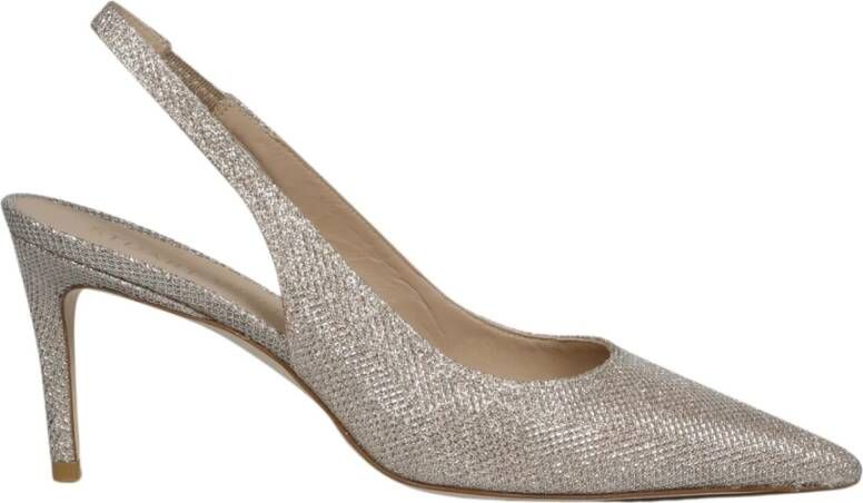 Stuart Weitzman Metallic Mesh Slingback Pump Gray Dames