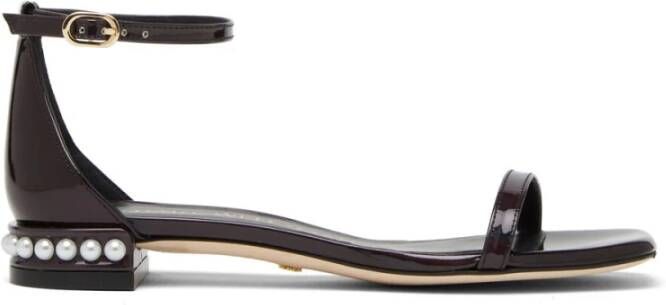 Stuart Weitzman Parel Platte Sandaal met Nudistcurve Stijl Black Dames