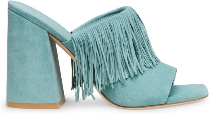 Stuart Weitzman Opvallende Fringe Slide Sandaal Green Dames