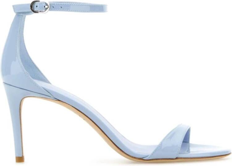 Stuart Weitzman Pastel Blauwe Leren Sandalen Blue Dames