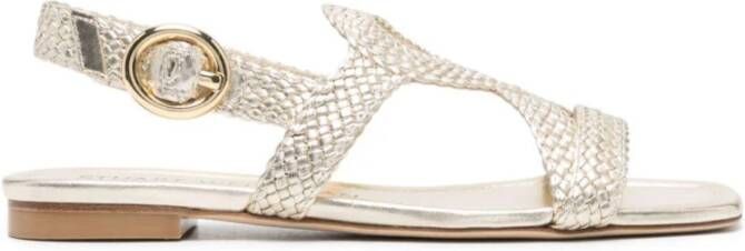 Stuart Weitzman Platte Sandaal in Licht Goud Yellow Dames