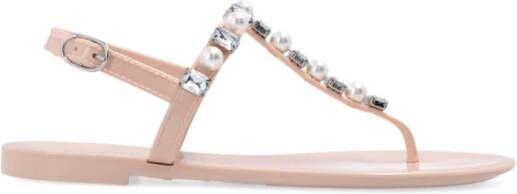 Stuart Weitzman Sandalen Goldie Crystal Jelly Sandal in poeder roze