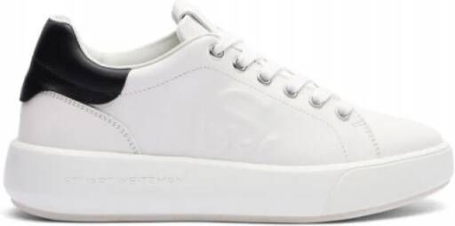 Stuart Weitzman Platte Vetersneaker met SW Logo White Dames