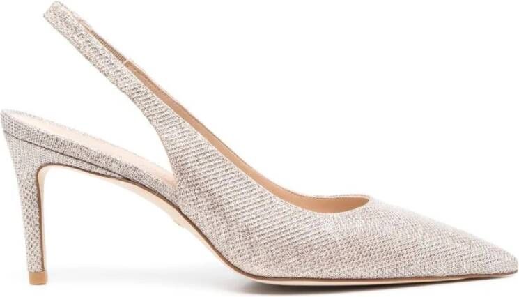 Stuart Weitzman Glitter Slingback Stiletto Heel Pumps Beige Dames