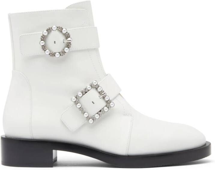 Stuart Weitzman Ryder Pearl Geo Gesp Laarzen White Dames