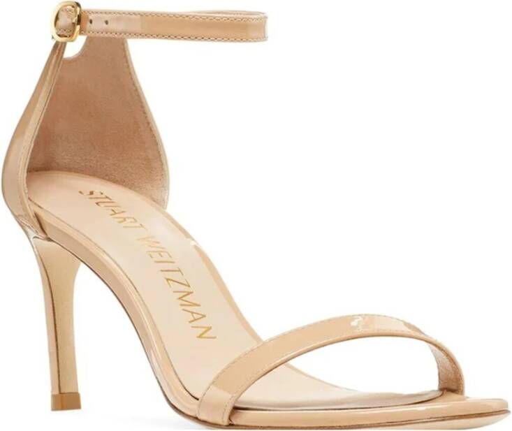 Stuart Weitzman Verhoog je schoenenspel met Nunakedstraight Sandal Beige Dames