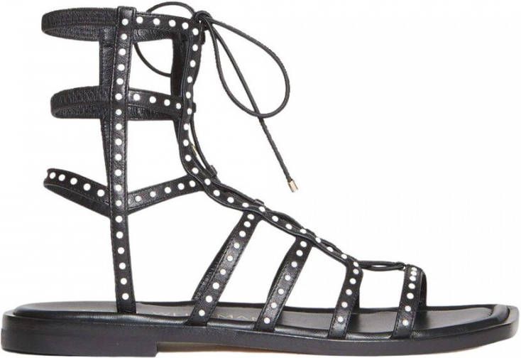 Stuart Weitzman Bohemian Punk Platte Sandalen Black Dames