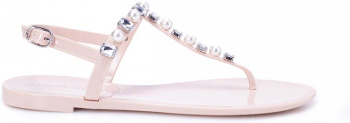 Stuart Weitzman Sandalen Goldie Crystal Jelly Sandal in poeder roze