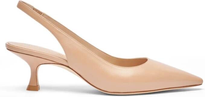 Stuart Weitzman Sculpturale Kitten Heel Slingback Pomp Beige Dames