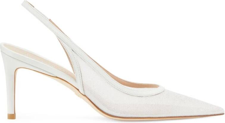 Stuart Weitzman Sprankelende Mesh Slingback Pump White Dames