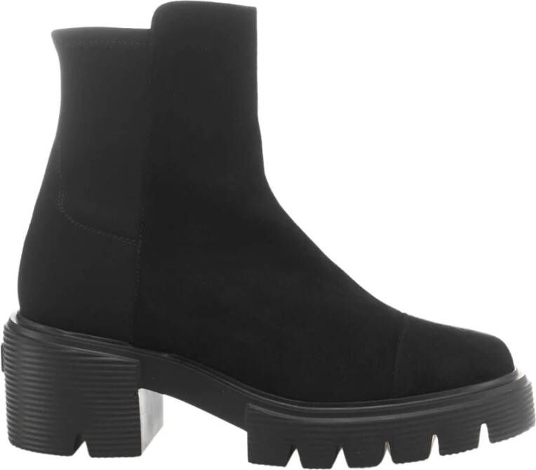 Stuart Weitzman Zwarte suède en stoffen 5050 Soho enkellaarzen Black Dames