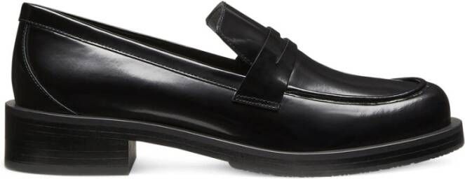 Stuart Weitzman Zwarte Eco Leren Loafers Vierkante Neus Black Dames