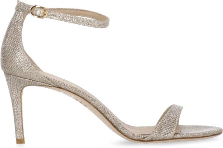 Stuart Weitzman Strass Enkelband Leren Sandalen Gray Dames