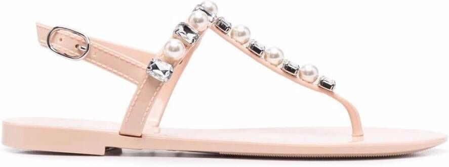 Stuart Weitzman Sandalen Goldie Crystal Jelly Sandal in poeder roze