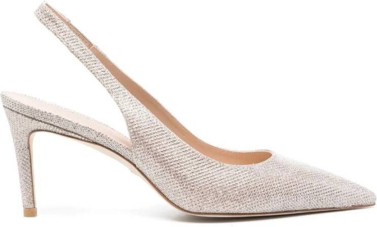 Stuart Weitzman Glitter Slingback Stiletto Heel Pumps Beige Dames